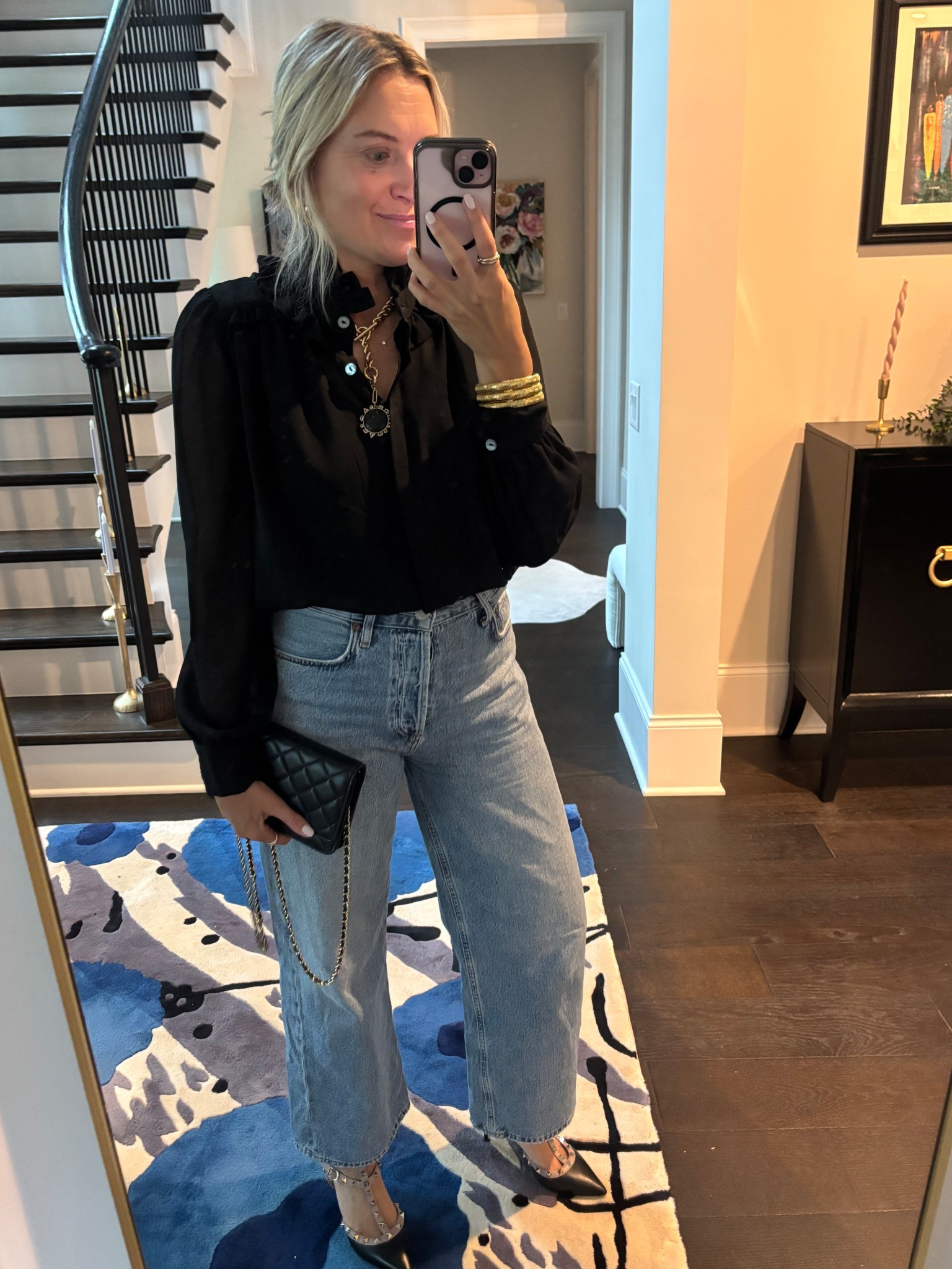 Date Night.  Love this sheer blouse, back in stock from last year 

#LTKStyleTip #LTKOver40