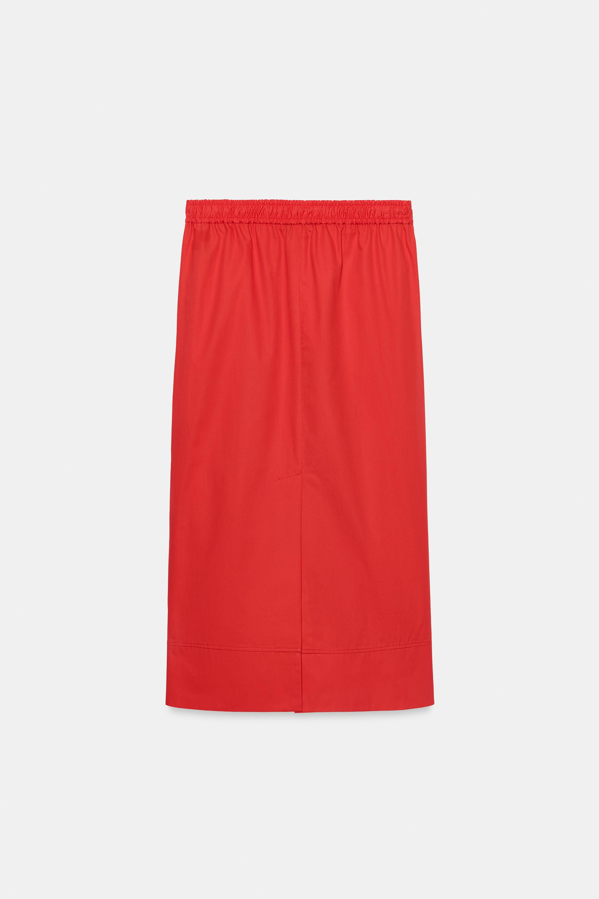 ZW COLLECTION POPLIN MIDI SKIRT | Zara US