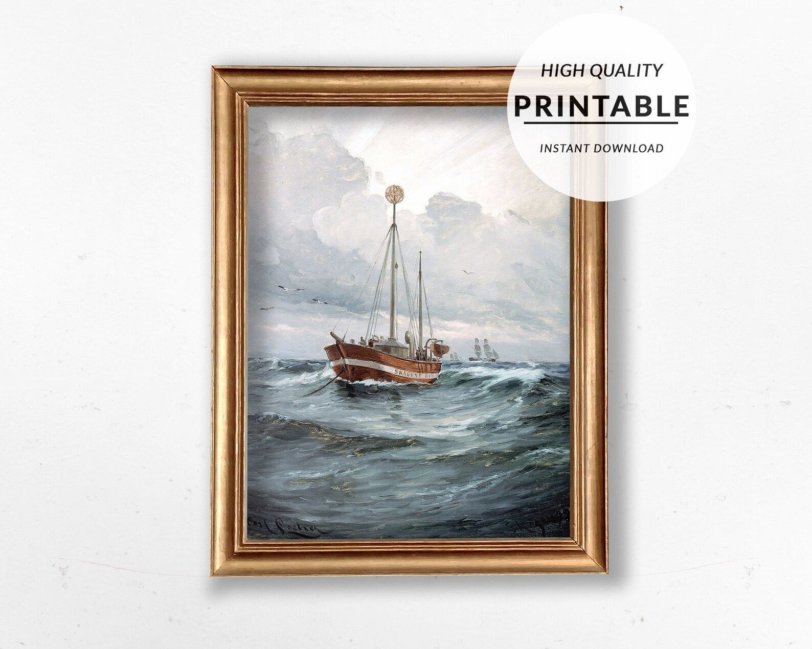 Sailing Print, Yatch Print, Boat Painting, Vintage Painting, Nautical Art Print, Printable Art, D... | Etsy (US)