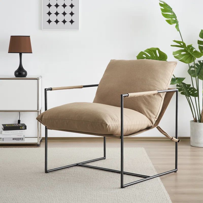 Cliatt Modern Metal Framed Sling Upholstered Accent Chair for Living Room - Oversized | Wayfair North America