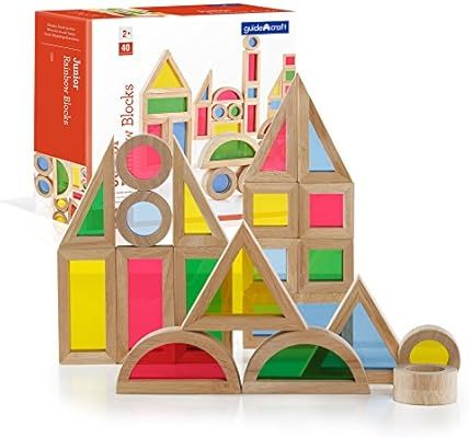 Guidecraft Jr. Rainbow Blocks: 40 Piece Set - Kids Learning & Educational Toys, Stacking Blocks | Amazon (US)