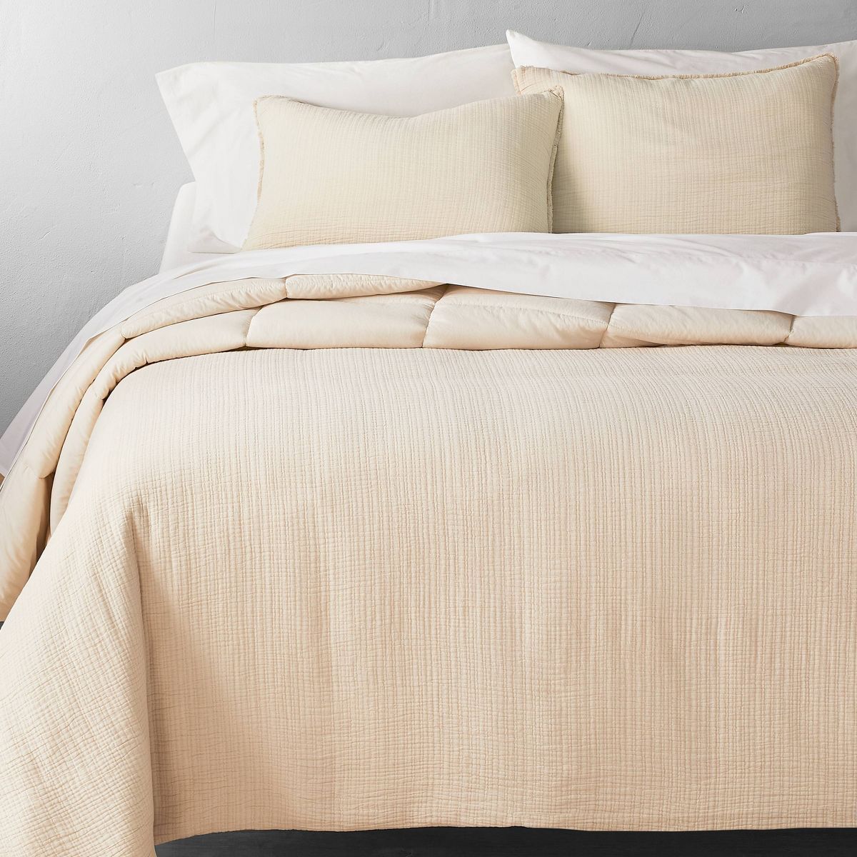 King Textured Chambray Cotton Comforter & Sham Set Natural - Casaluna™ | Target