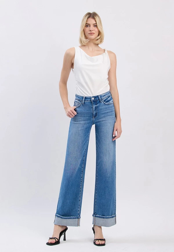 Flying Monkey™ High Rise Cuffed Hem Wide Leg Jean | Maurices