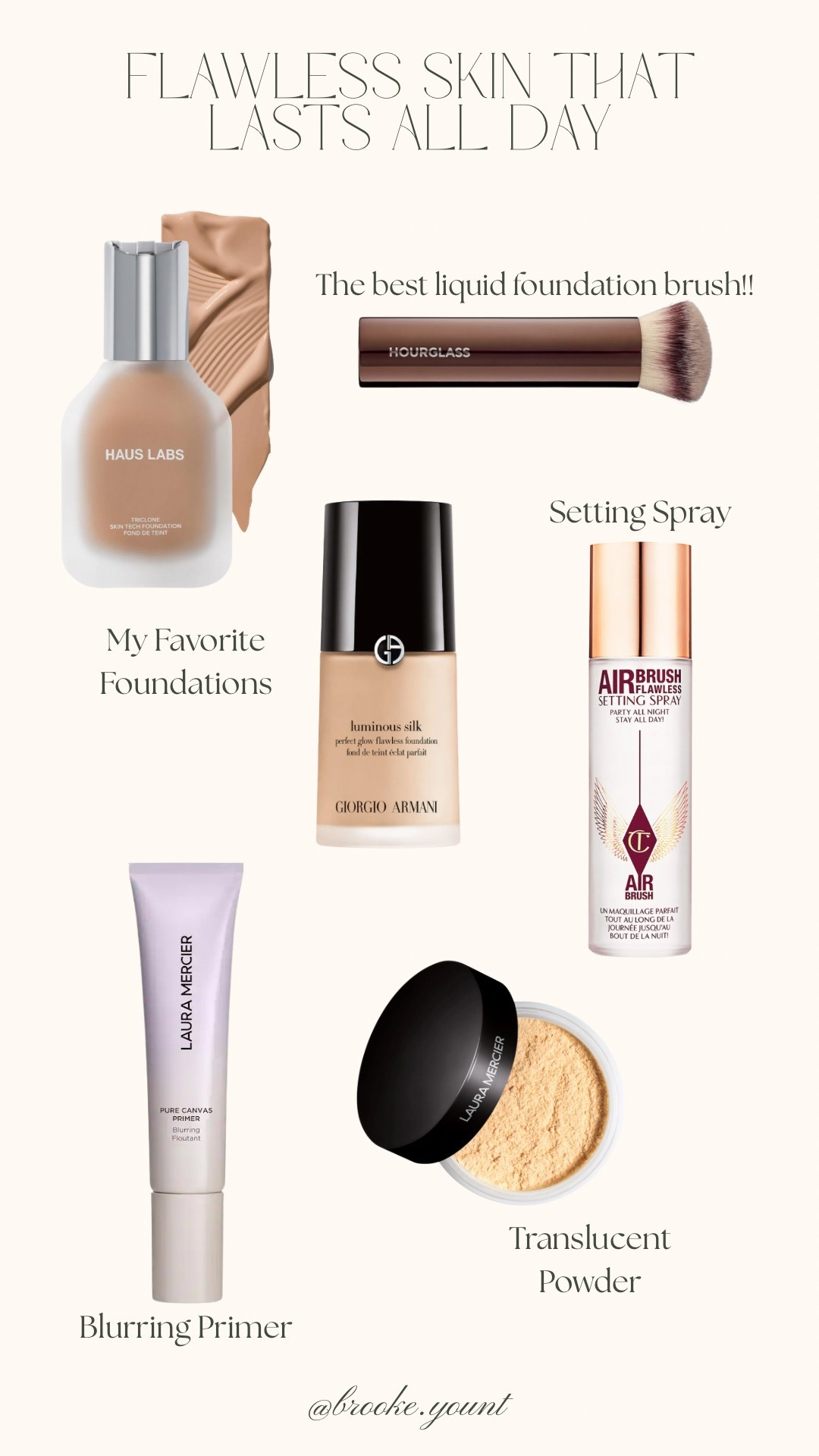 My favorite beauty products for days where you need your makeup to look flawless & last all day long! 

All products are part of the Sephora Sale running from April 4th - April 14th. Use code ‘SAVEMORE” for your associated VIB tier discount (20%-10%). 

Shades;
Haus Labs Foundation - 210 light medium neutral 
Georgio Armani Foundation - 5.9 medium/neutral
Laura Mercier Translucent Powder - Honey


#LTKSaleAlert #LTKTravel #LTKBeauty