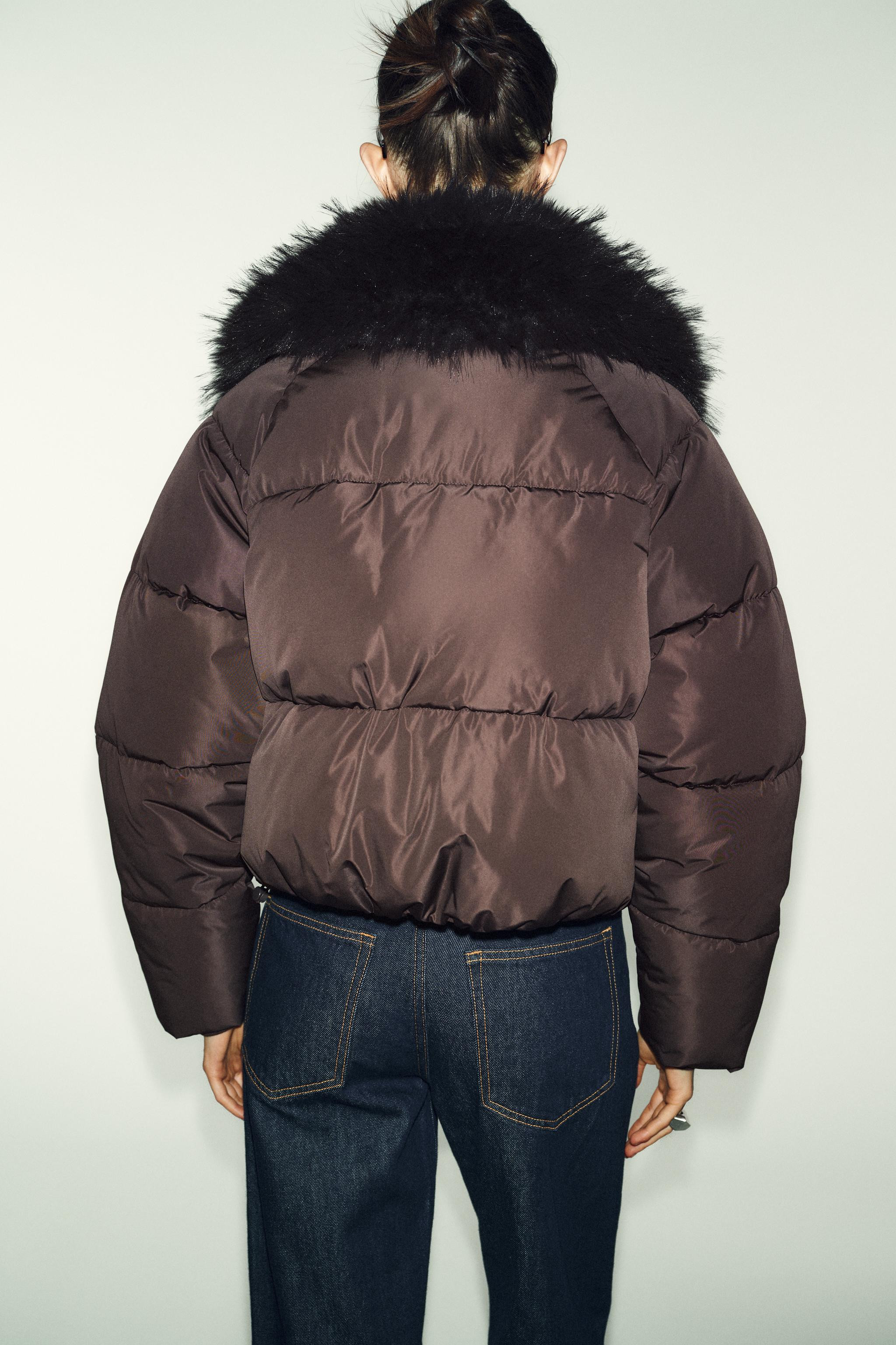 QUILTED BOMBER JACKET WITH FAUX FUR LAPEL | Zara US