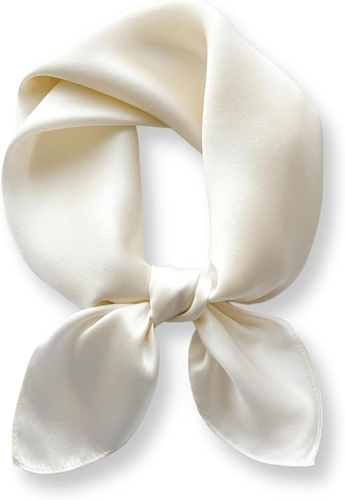 PoeticEHome Solid Color Mulberry Silk Scarf - Lightweight 27" Square Neckerchief for Women's Neck... | Amazon (US)