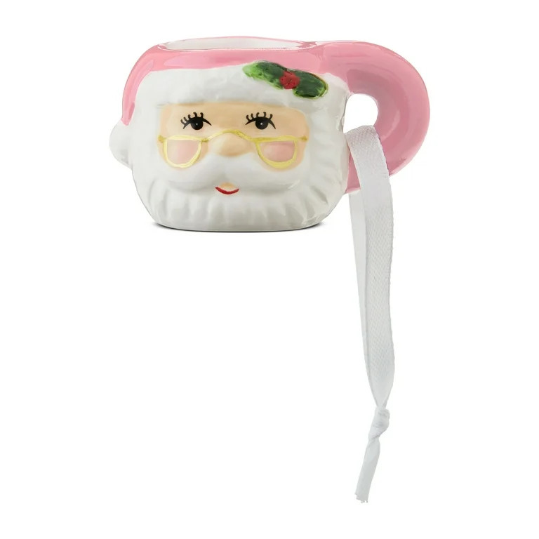 Mr. Christmas Miniature Santa Mug Hanging Ornament Decoration, Pink, 1.45" | Walmart (US)