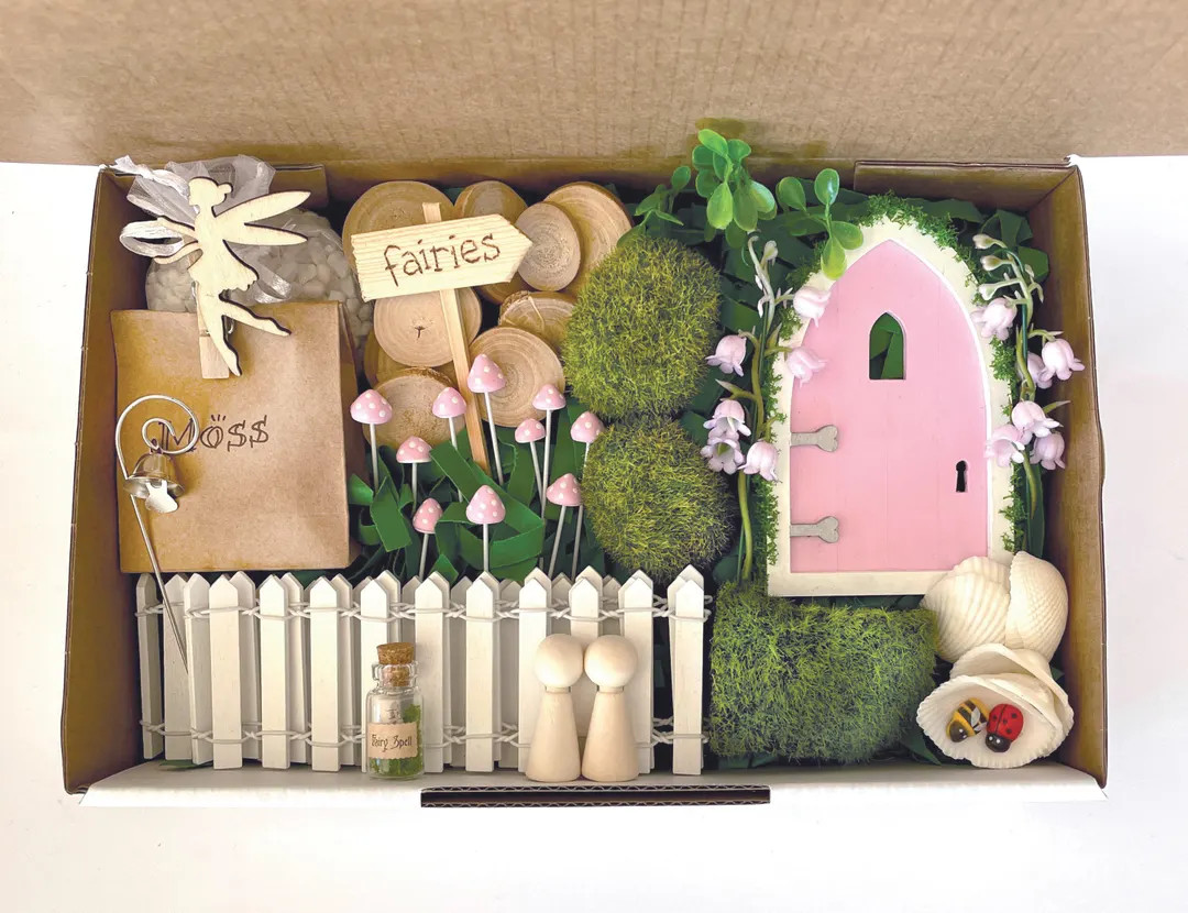 Fairy Garden Kit (mossy pastel pink fairy door) | Etsy (Global)