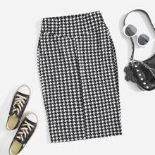 Houndstooth Print Pencil Skirt | SHEIN