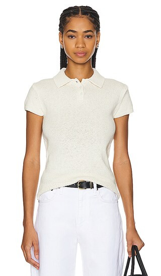 Cap Sleeve Polo in Off White | Revolve Clothing (Global)