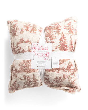 20x20 2pk Holiday Printed Frayed Edges Pillows | TJ Maxx