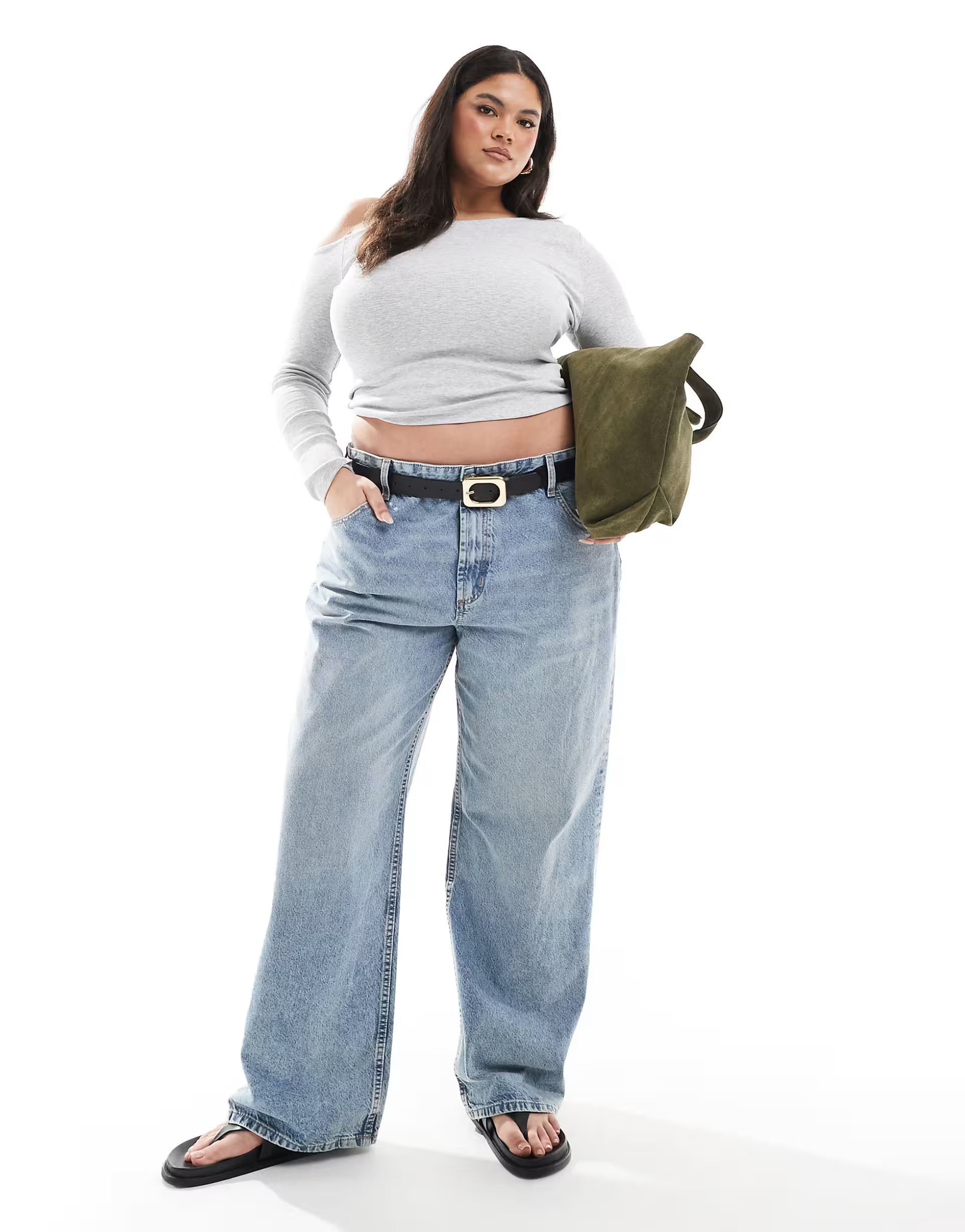 ASOS DESIGN Curve baggy boyfriend in mid blue | ASOS | ASOS (Global)