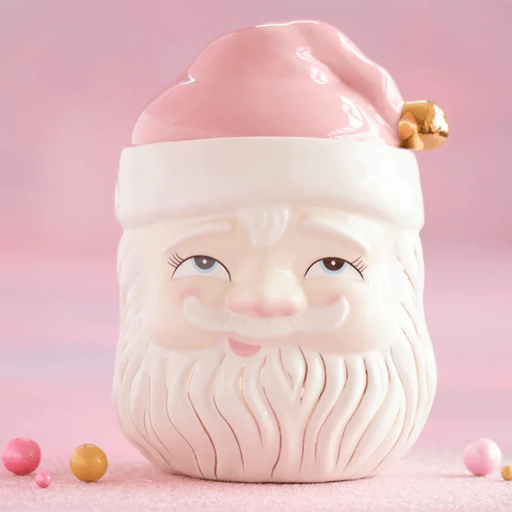 Glitterville Pink Papa Noel Cookie Jar - Cream | Shop Sweet Lulu