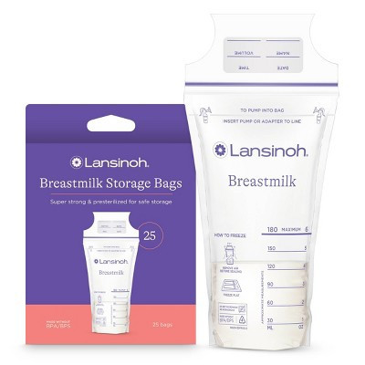 Lansinoh Breast Milk Storage Bags, Fast Freeze & Thaw Breast Milk Bags for Baby Bottle Feeding - 25ct/6oz | Target