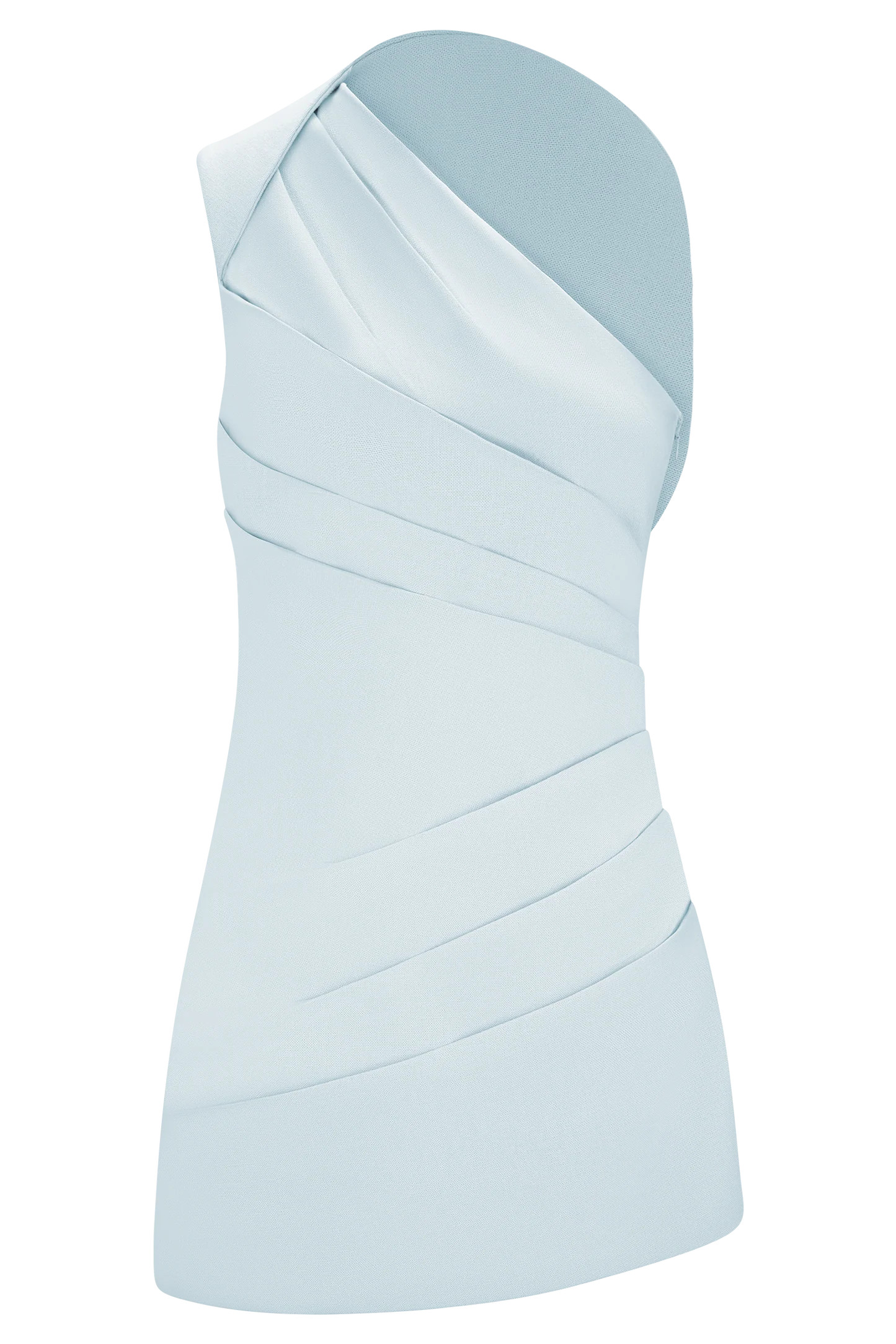 One Shoulder Linen Mini Dress - Powder Blue | MESHKI US