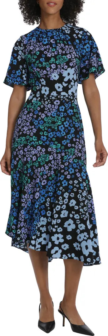 Floral Flutter Sleeve Midi Dress | Nordstrom