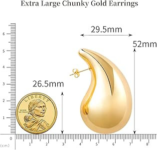 Apsvo Extra Large Drop Earring, Oversized Chunky Gold Hoop Earrings for Women, Lightweight Hypoal... | Amazon (US)