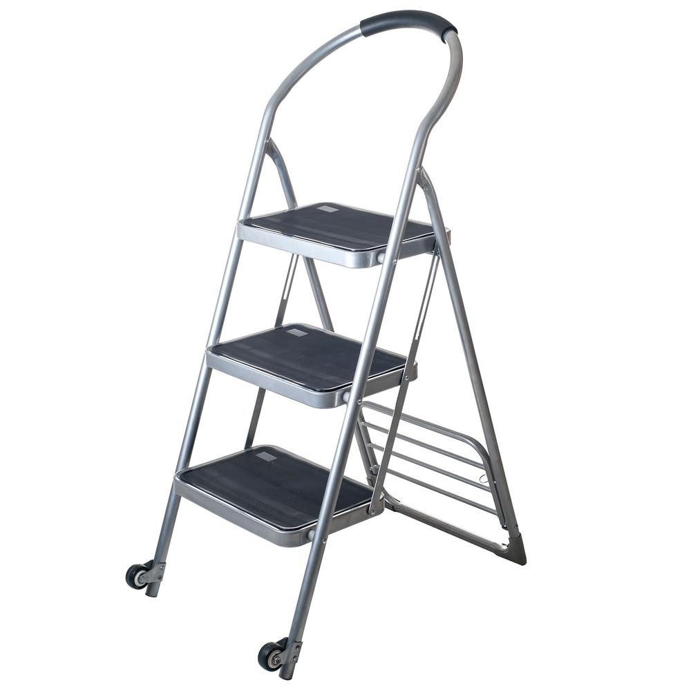 3.75 ft. Steel Folding Step Ladder (3.75 ft. Reach) and Dolly Cart-854575NAV - The Home Depot | The Home Depot