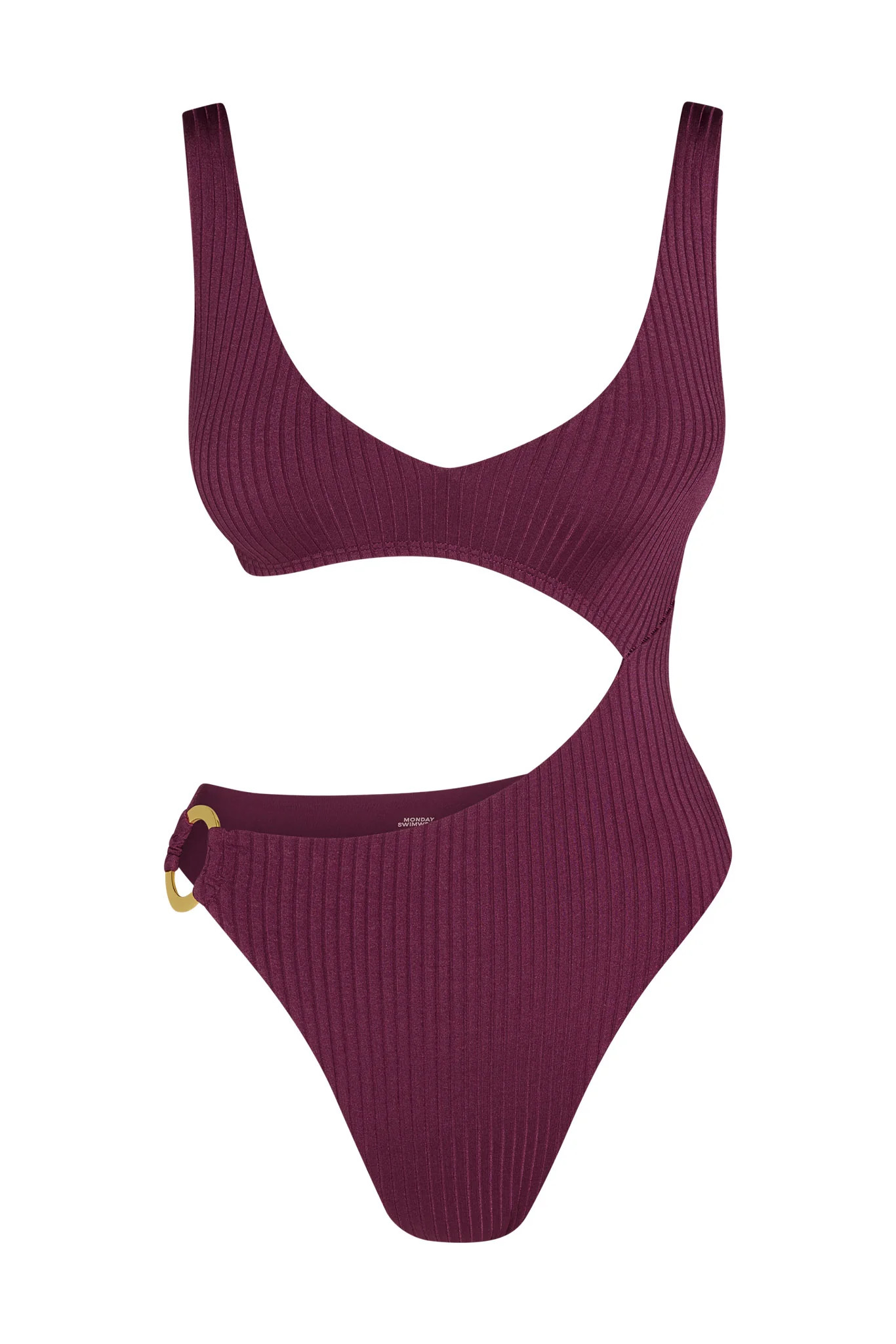 St. Barth's One Piece - Eggplant Wide Rib | Monday Swimwear
