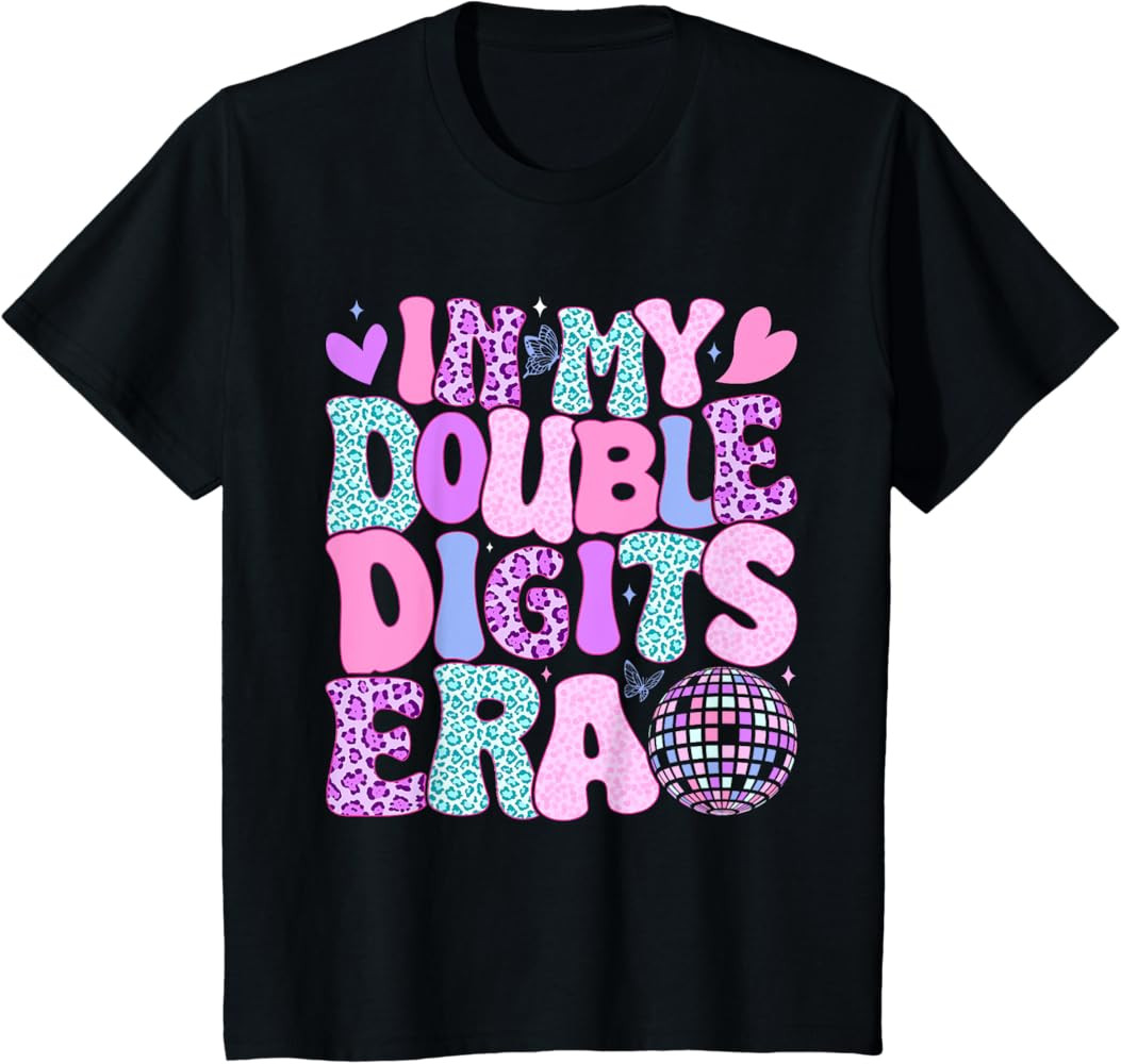 In My Double Digits Era Retro 10 Year Old 10th Birthday Girl T-Shirt | Amazon (US)