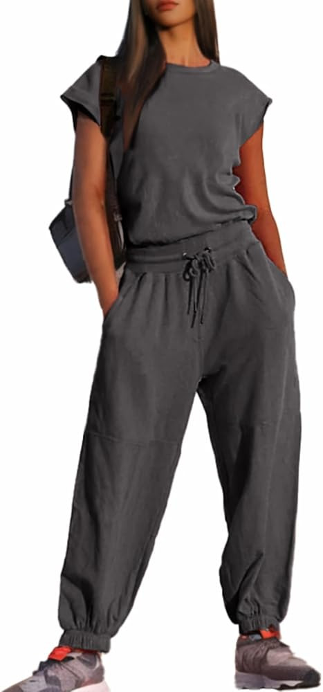 Glamaker Women's Casual Sleeveless One Piece Jumpsuits Loose Open Back Workout Onesie Summer Outf... | Amazon (US)