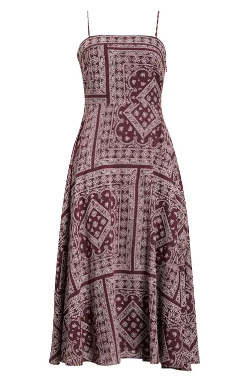 Veronica Beard Kitt Bandana Print Cotton Blend Dress in Raisin Dove at Nordstrom, Size 10 | Nordstrom