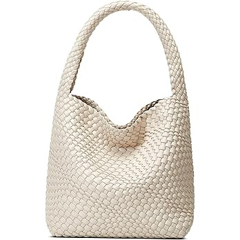 Woven Tote Bag for Women: Handmade Vegan Leather Purse for Vacation - Lightweight & Magnetic Clos... | Amazon (US)