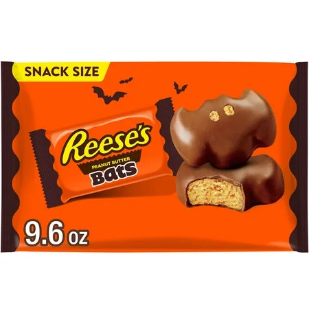 Reese's Milk Chocolate Snack Size Peanut Butter Bats Halloween Candy, Bag 9.6 oz | Walmart (US)