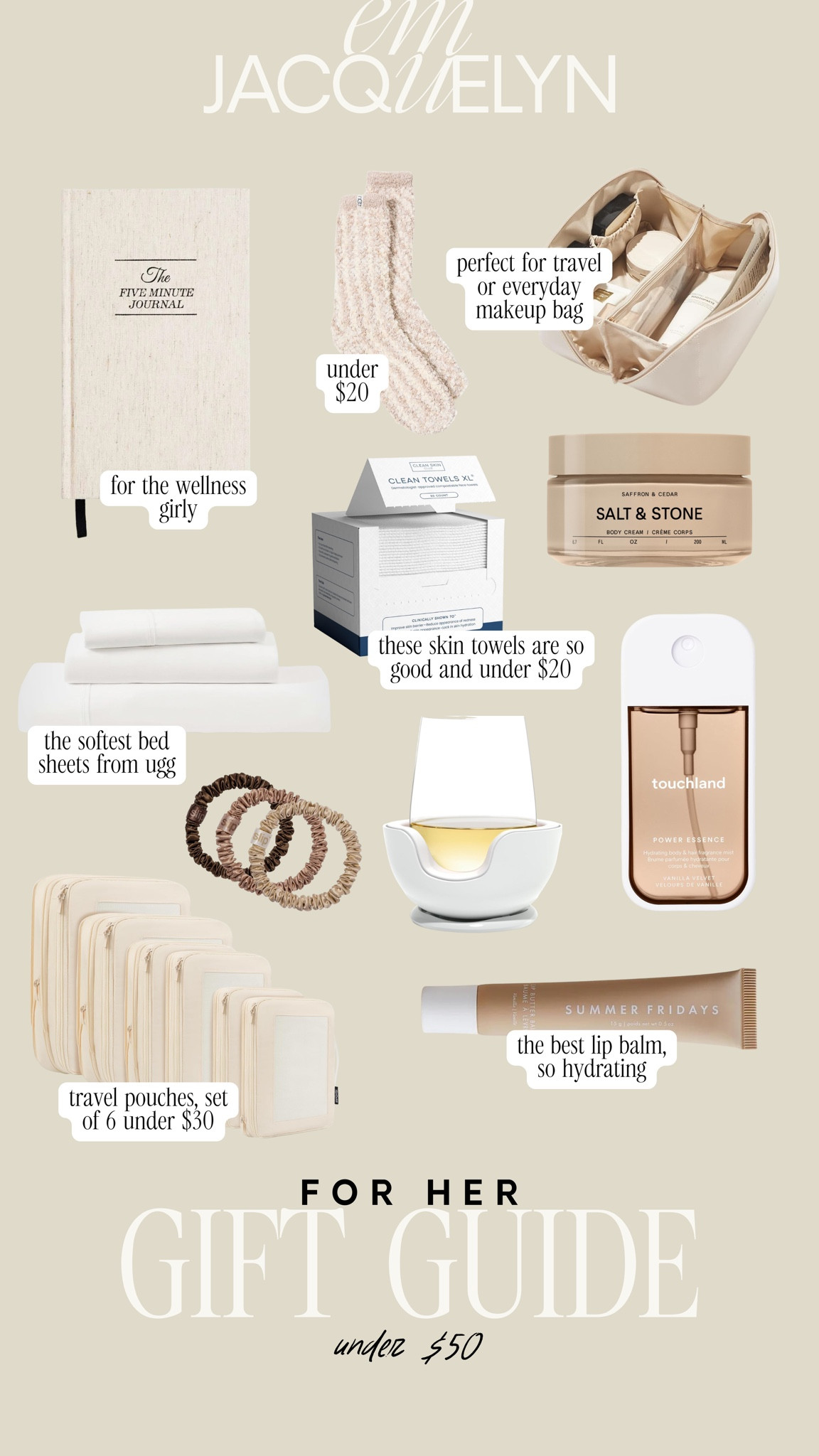 Gift guide for her under $50! Gift ideas for the clean girl, wellness girl, homebody


#LTKHoliday #LTKGiftGuide