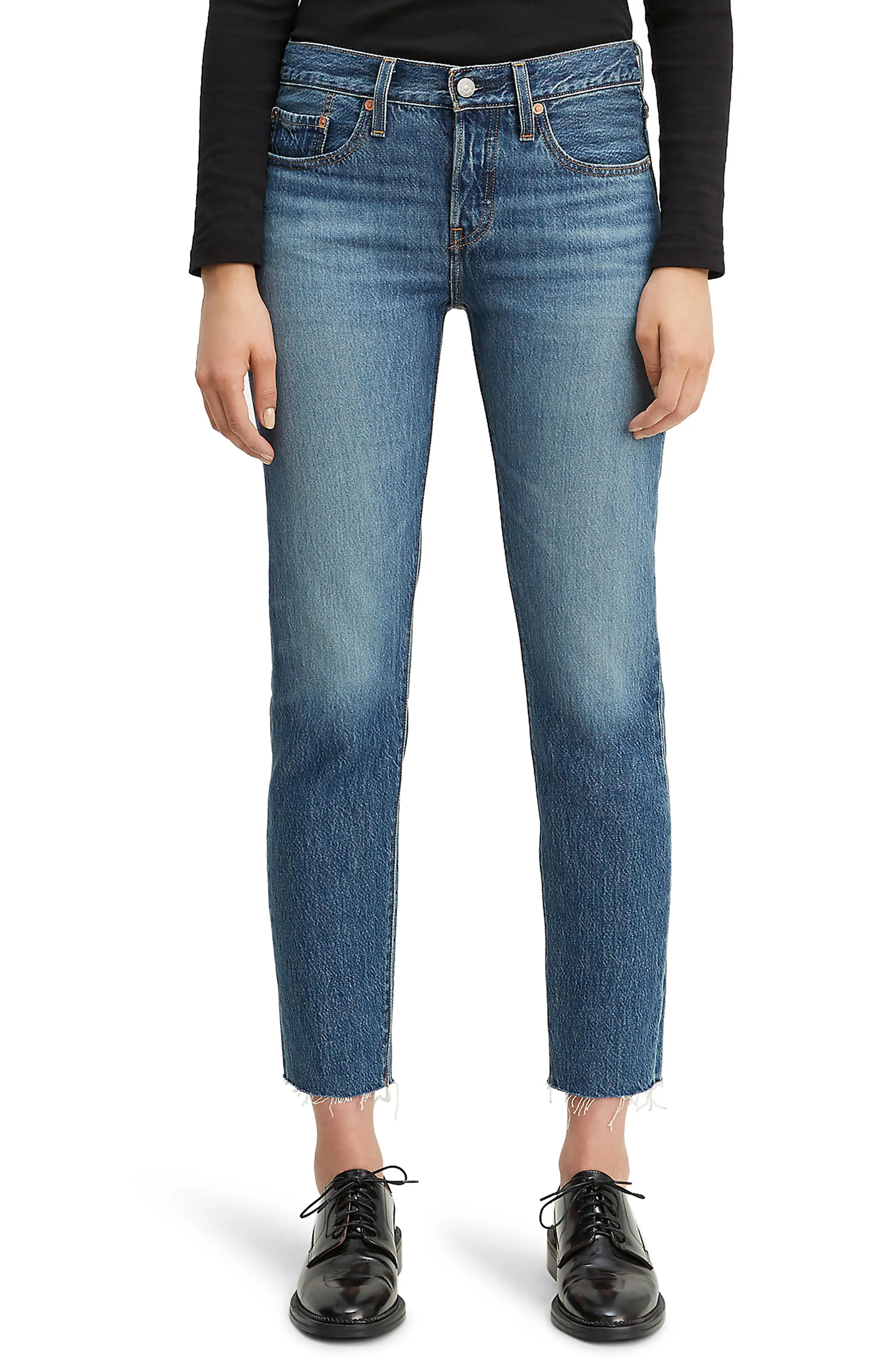 Women's Levi's 501 Tapered Raw Hem Jeans, Size 25 x 28 - Blue | Nordstrom