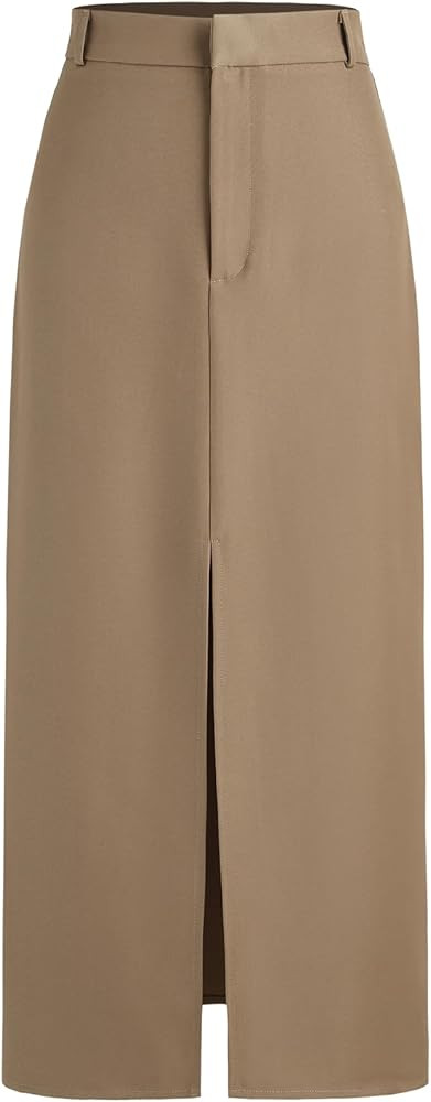 CIDER Solid High Waist Split Maxi Skirt | Amazon (US)