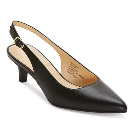 Liz Claiborne Keith Womens Pointed Closed Toe Kitten Heel Pumps, 6 Medium, Black | JCPenney