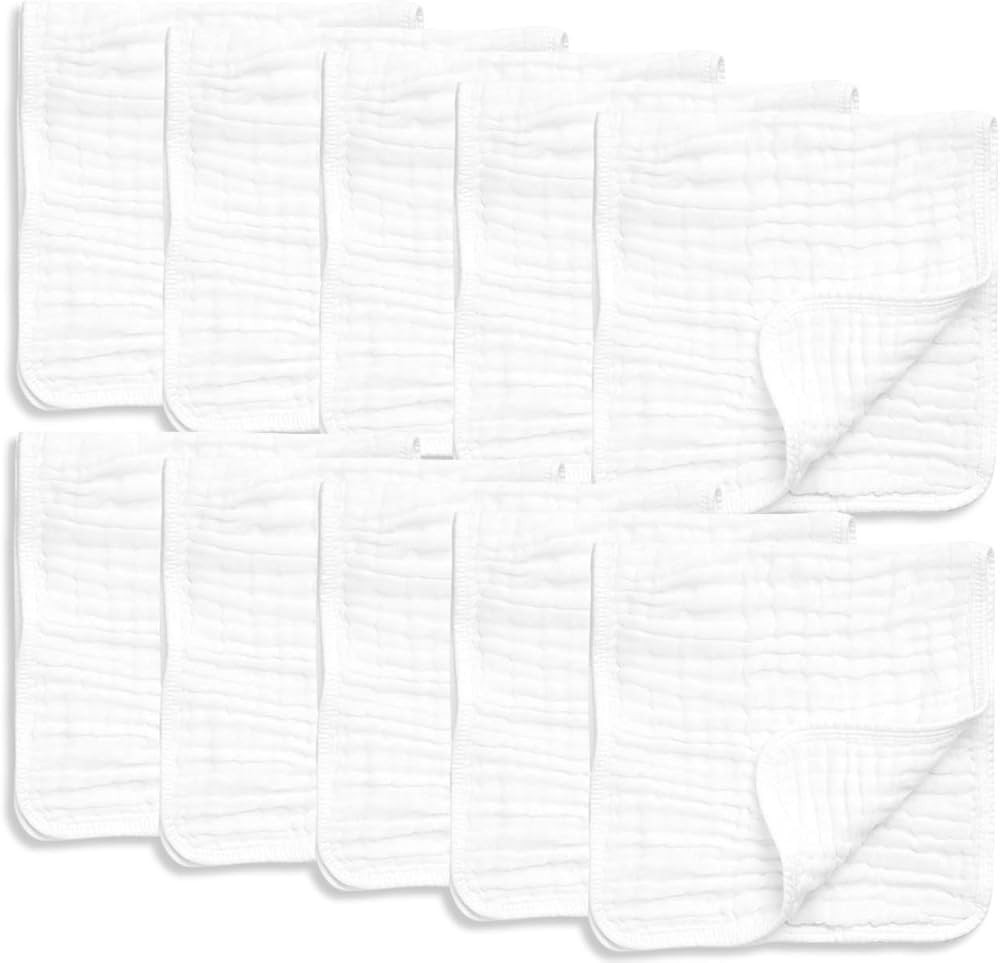 AllSett Health 10 Pack Muslin Burp Cloths Large 20" by 10" 100% Cotton, Hand Wash Cloth 6 Layers ... | Amazon (US)