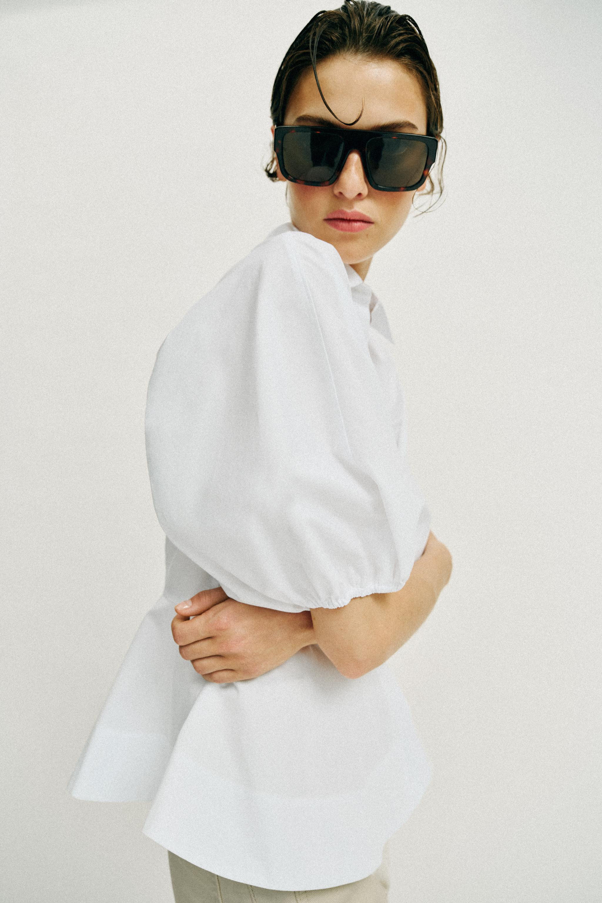 PEPLUM SHIRT WITH PUFF SLEEVES | Zara US
