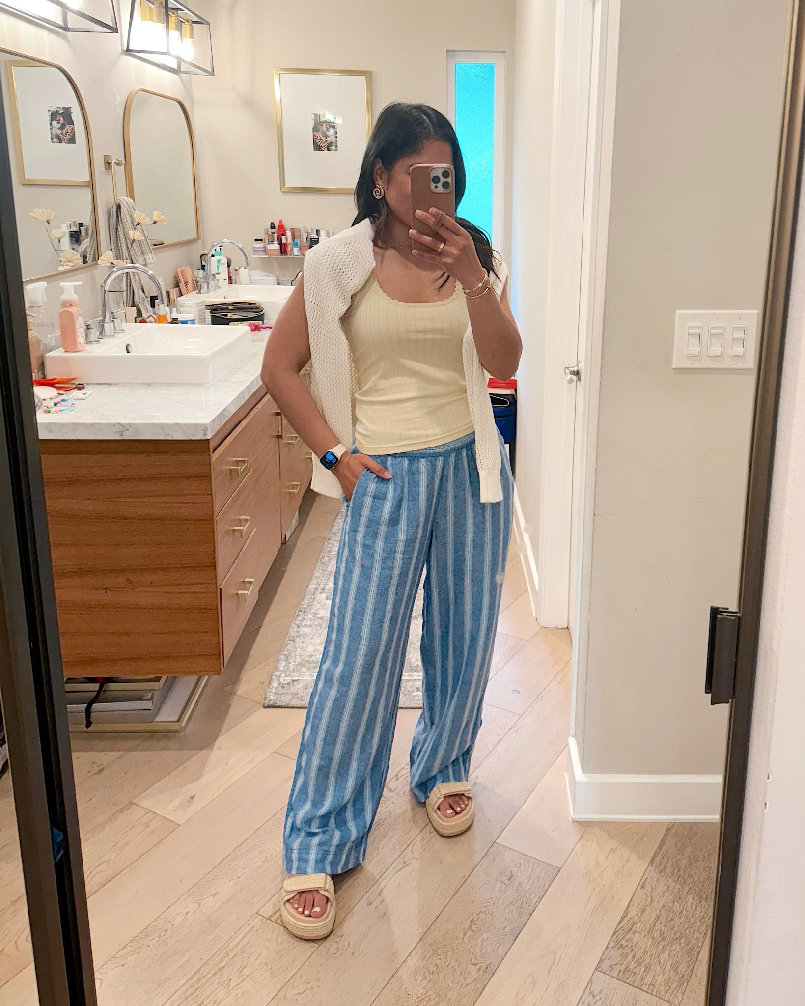 Another day another casual outfit! Love these linen blend pants and they’re 30% off today! Also comes in solid colors, wearing a size small! My pointelle tank is so cute! And I love the butter yellow, wearing an XS


#LTKFindsUnder100 #LTKSaleAlert #LTKShoeCrush
