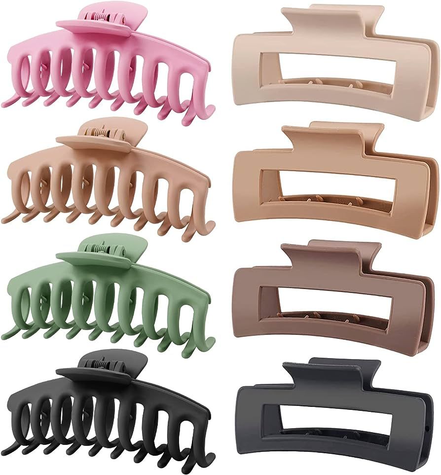 TOCESS 8 Pack Large Hair Claw Clips for Women 4.3 Inch Clip for Thick Thin Hair | Amazon (US)
