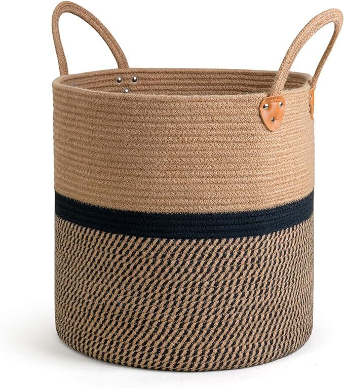 CHICVITA Extra Large Jute Basket Woven Storage Basket with Handles – Laundry Basket Toy Towels ... | Amazon (US)