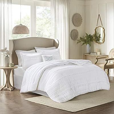 Madison Park Celeste 5 Piece Comforter Set, White, King | Amazon (US)