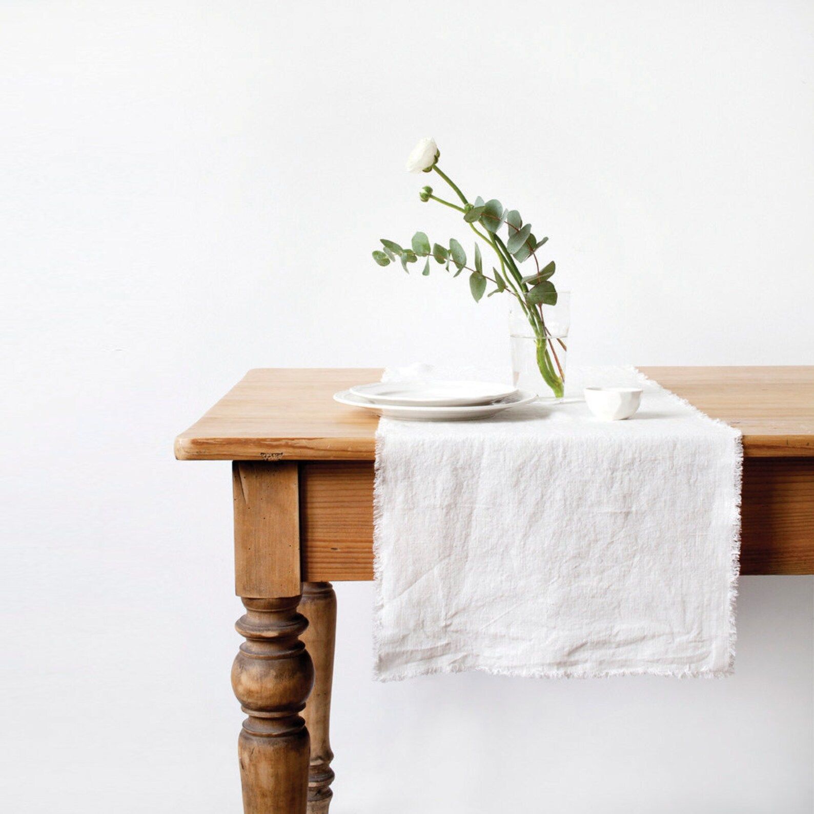 White Linen Table Runner with fringes. Ivory Festive Table | Etsy | Etsy (CAD)