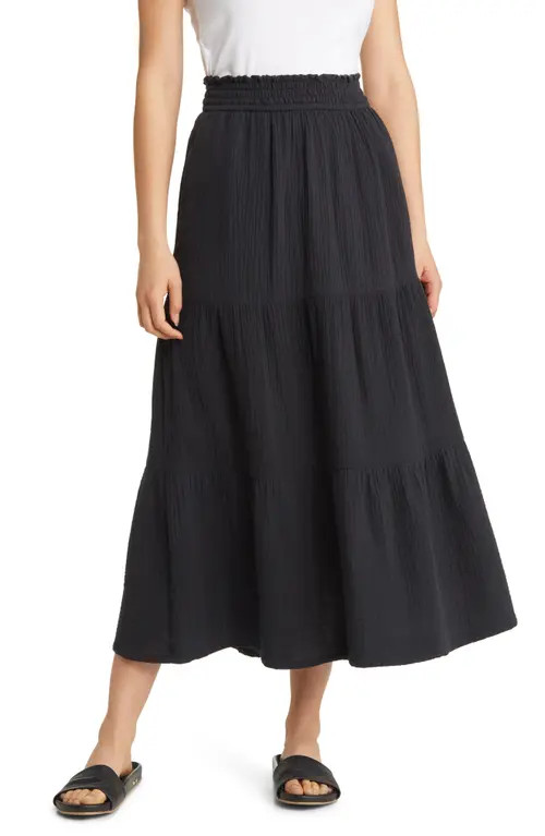 Marine Layer Corinne Cotton Maxi Skirt in Black at Nordstrom, Size Small | Nordstrom