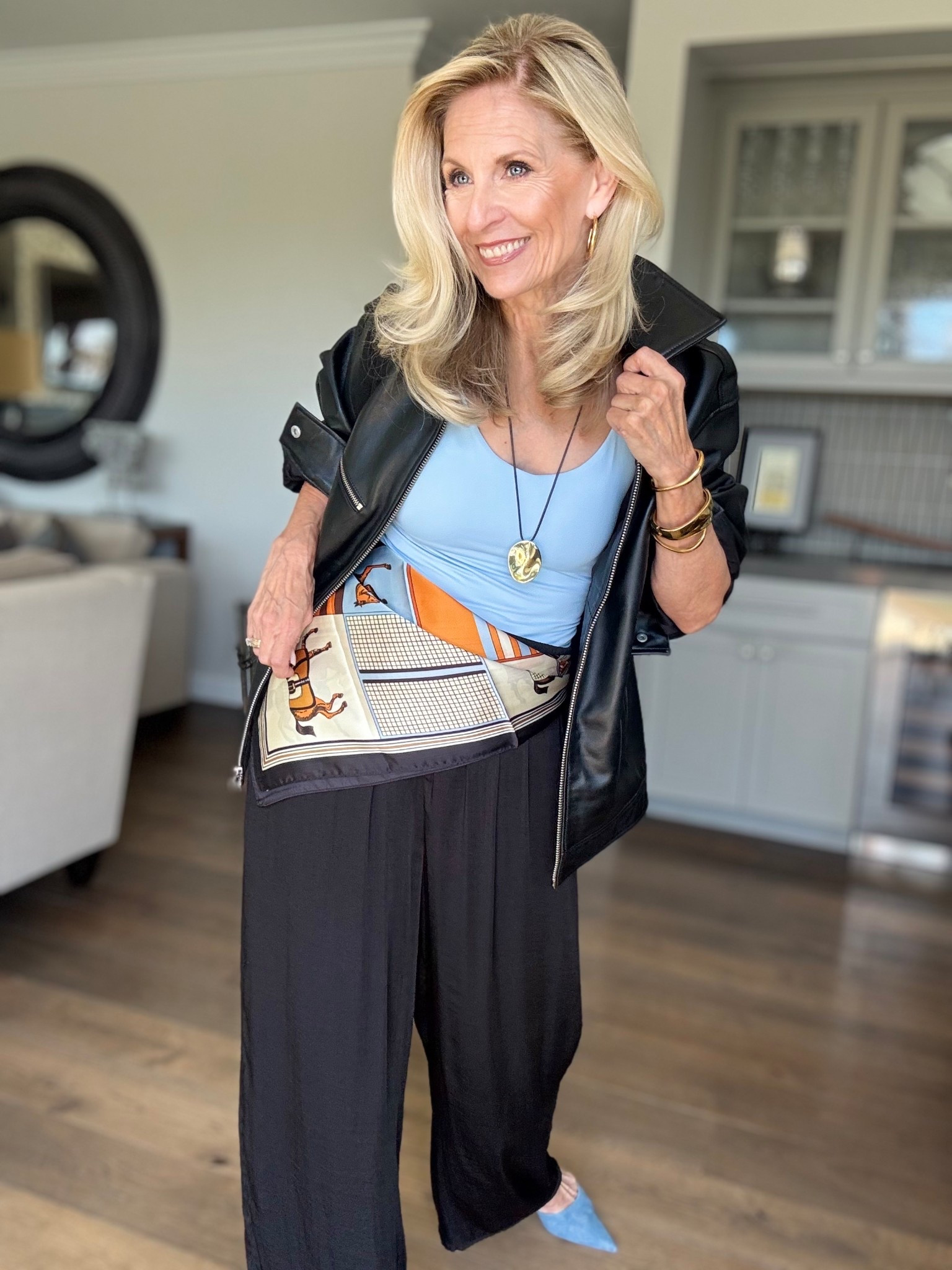 The Scarf - How to Style Spring 2026 Trends for 60+

Week 2 of how to wear the trends as a pro-age woman 60+.

The Scarf is winning over everyone’s heart as a favorite accessory. Whether it’s in your hair, on your bag or how I styled it here. The color it can bring to your outfit is amazing. This scarf is from Amazon (along with my top I’m wearing. I will link them both).

I’ve always been a huge fan of trends ever since I worked at Nordstrom doing their fashion shows. (Don’t get me wrong I love the classics and my basics.)

The trends just give me that creative way to fly. You don’t need to get every single one that’s out there this season. Just a couple that resonate with you. Then maybe I can inspire you, my friend, that pro-age woman on how to style them.

Would you try a Scarf tied around your waist?

Follow me for more 50+ style inspiration.

#LTKootd #LTKOver40