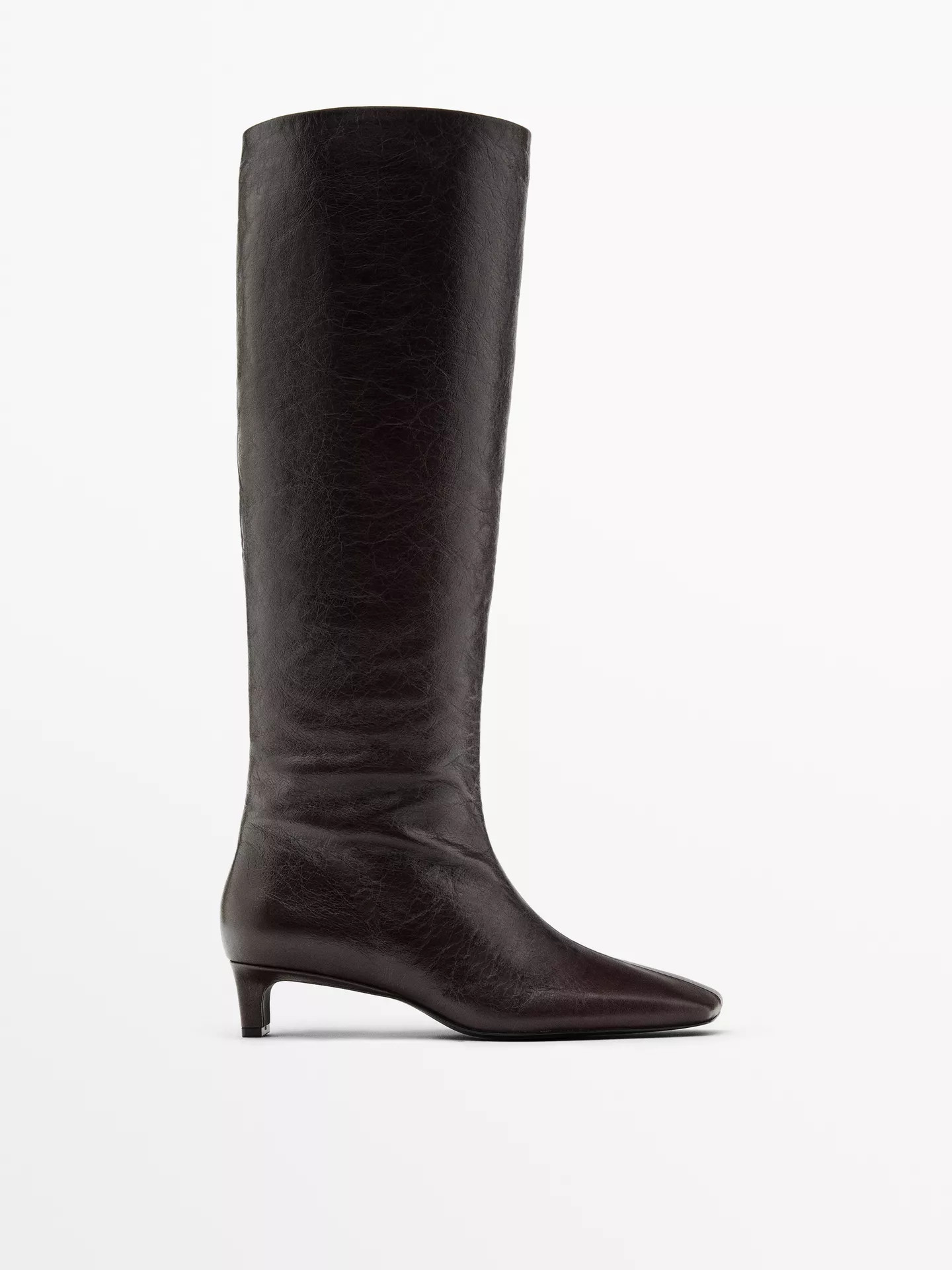 Leather boots with square vamp | Massimo Dutti UK