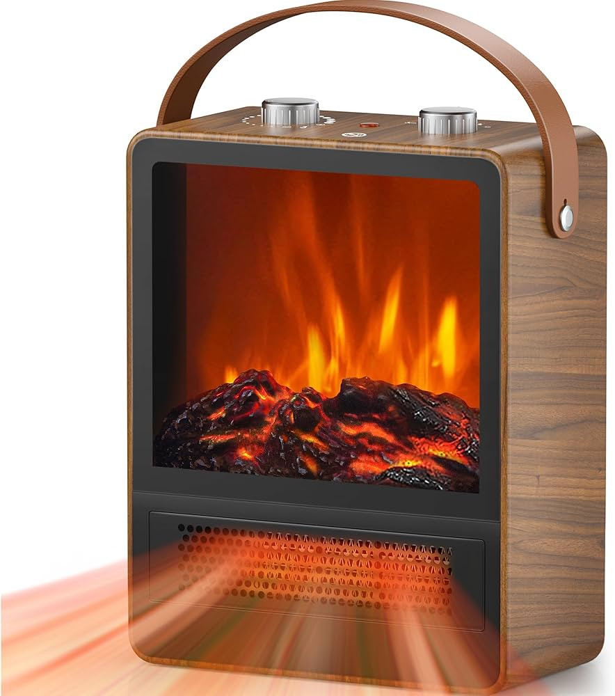 Electric Fireplace Heater for Indoor Use, 1500W/750W Space Heater Fireplace with 3D LED Flame, Do... | Amazon (US)