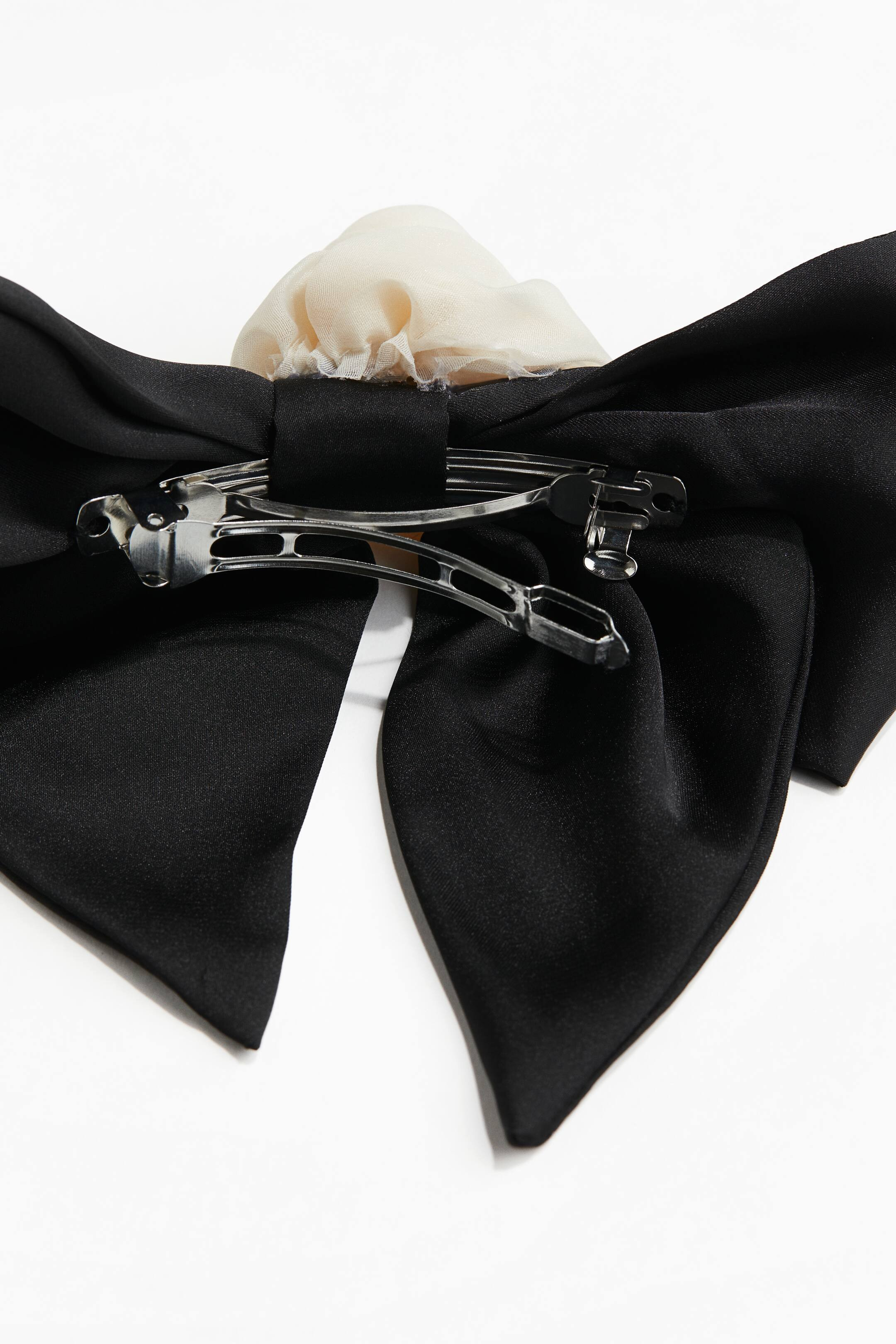 Flower-Detail Bow Hair Clip - Black/cream - Ladies | H&M US | H&M (US + CA)