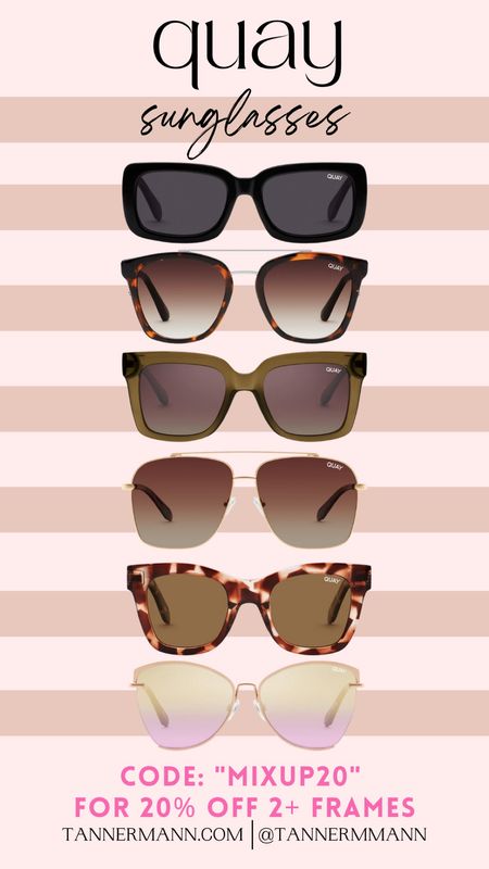 Quay Sunglasses 2+ pair of select frames 20% off with code "mixup20" 
#vacation #summer 

#LTKsalealert #LTKFind #LTKstyletip