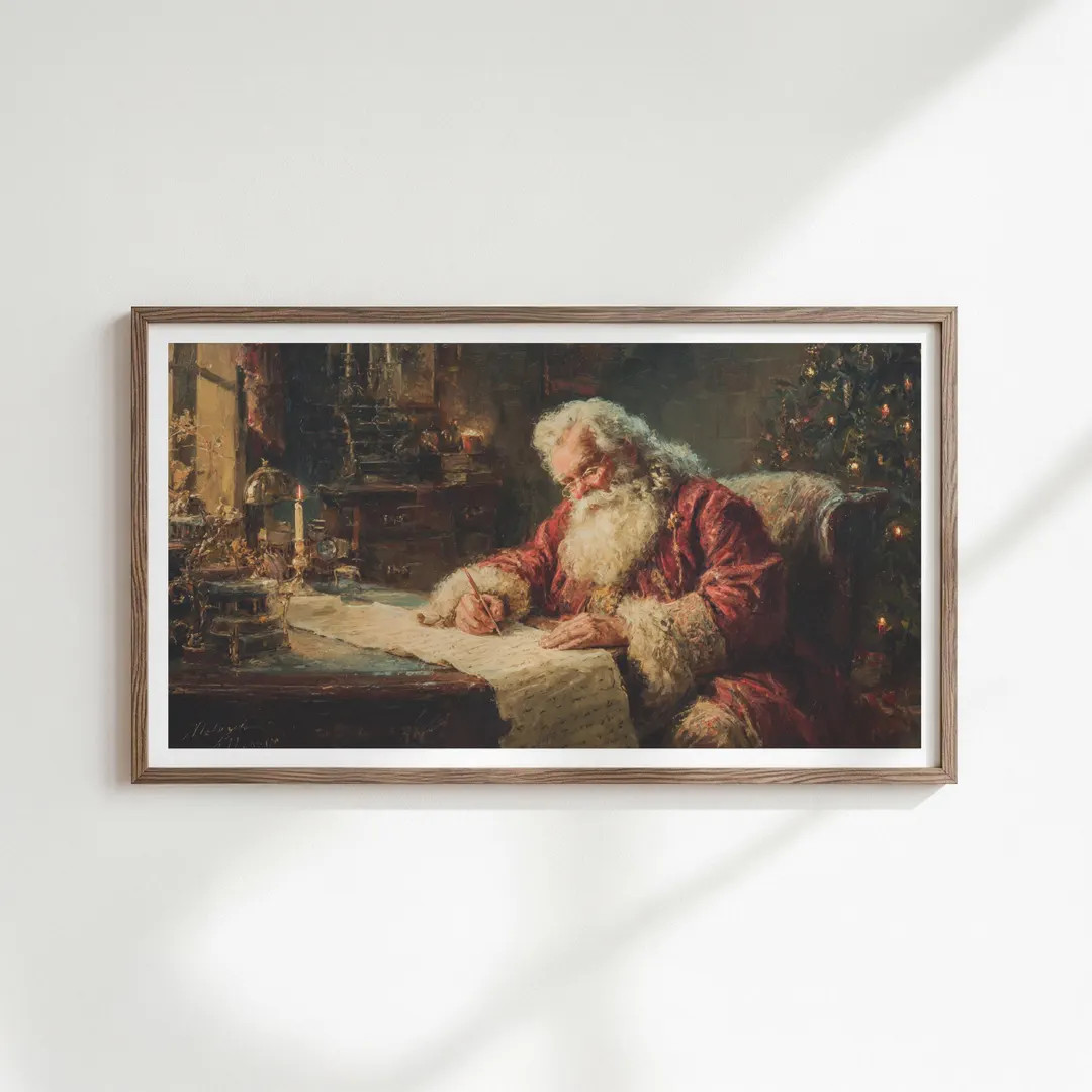 Vintage Santa Writing List Art for Samsung Frame TV (digital Download) - Etsy | Etsy (US)