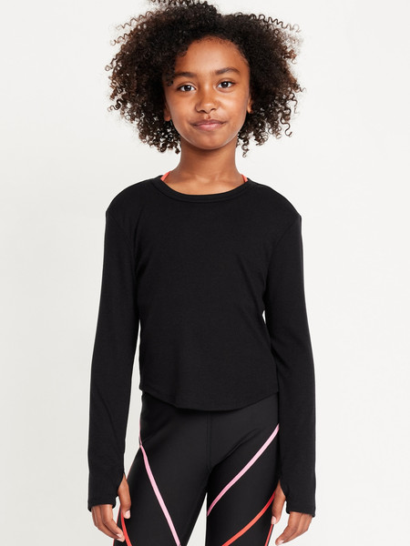 UltraLite Long-Sleeve Rib-Knit T-Shirt for Girls | Old Navy (US)