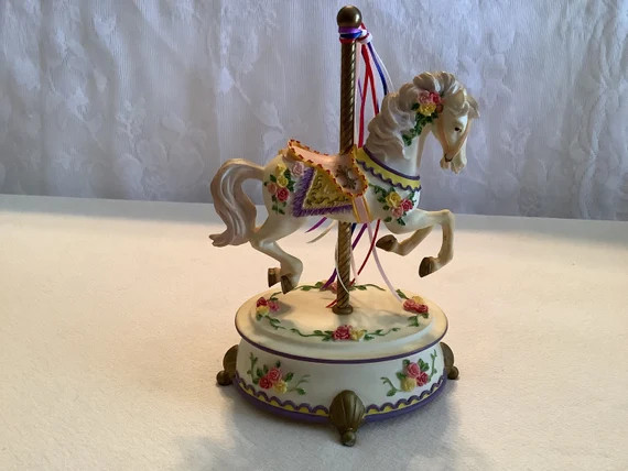 Vintage Second Nature Design Wildlife White Ceramic Carousel - Etsy | Etsy (US)