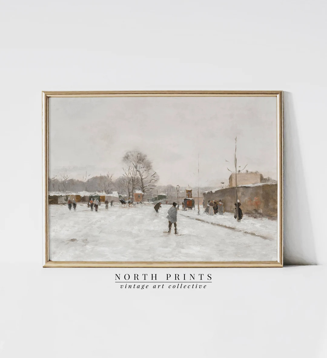 Vintage Winter Scene Wall Art | Neutral Christmas Holiday Landscape PRINTABLE | Downloadable Digital | Etsy (US)