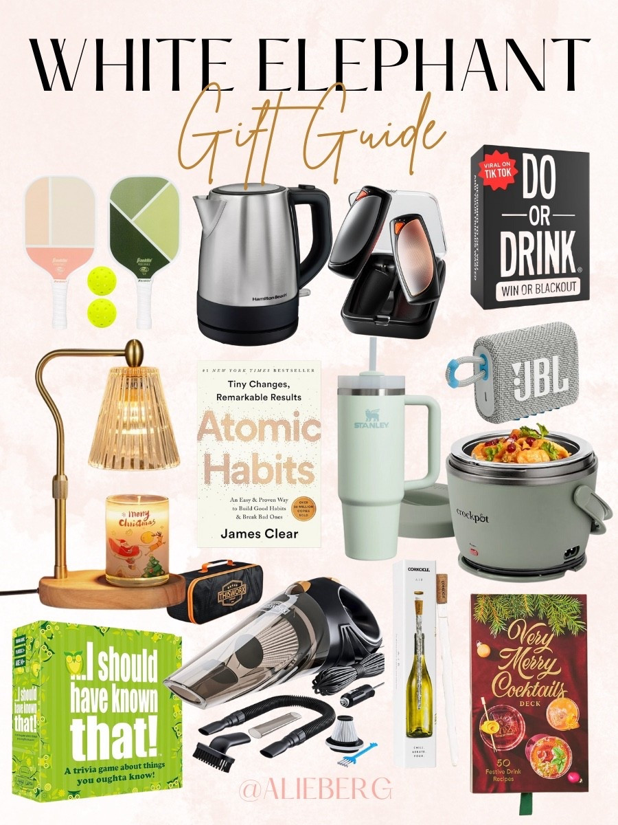 White Elephant Gift Guide
The perfect gift for a white elephant exchange or secret Santa 


Stocking stuffers, Amazon gifts, Stanley, tea kettle, car vacuum, cocktail book, secret Santa gifts, white elephant gift exchange, favorite things party, gift for co-worker

#LTKHome #LTKGiftGuide #LTKFindsUnder50